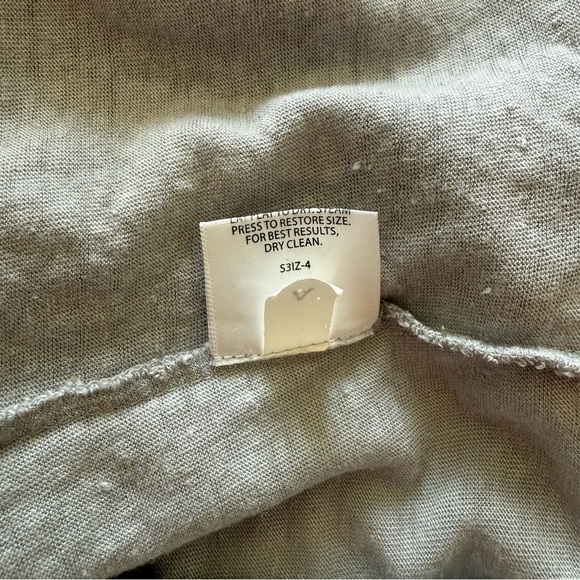 Eileen Fisher 100% Linen Cardigan Hoodie Button Up Size XS Coastal Gray White - Picture 11 of 13